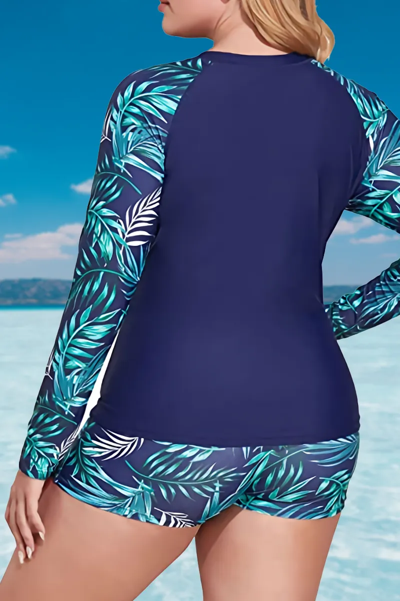 Plus Size Women Rash Guard Swimsuit