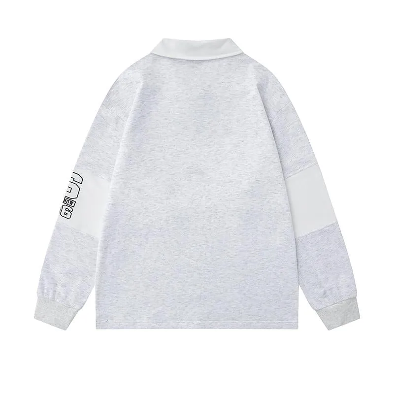 Polo Shirts Color Contrast Raglan Sleeve T Shirts Summer Casual Streetwear Short Sleeve Sports Style Zip Up