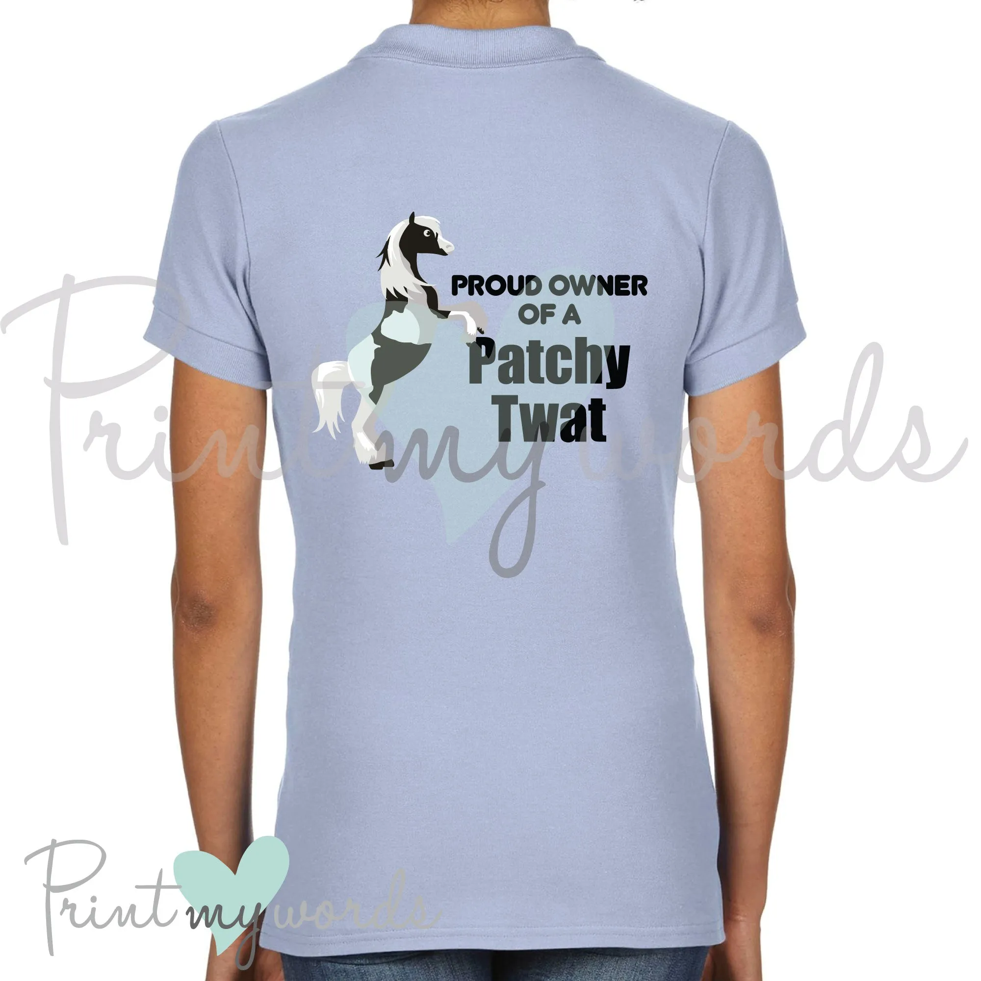Proud Owner Of A Patchy Twat Funny Equestrian Polo Shirt