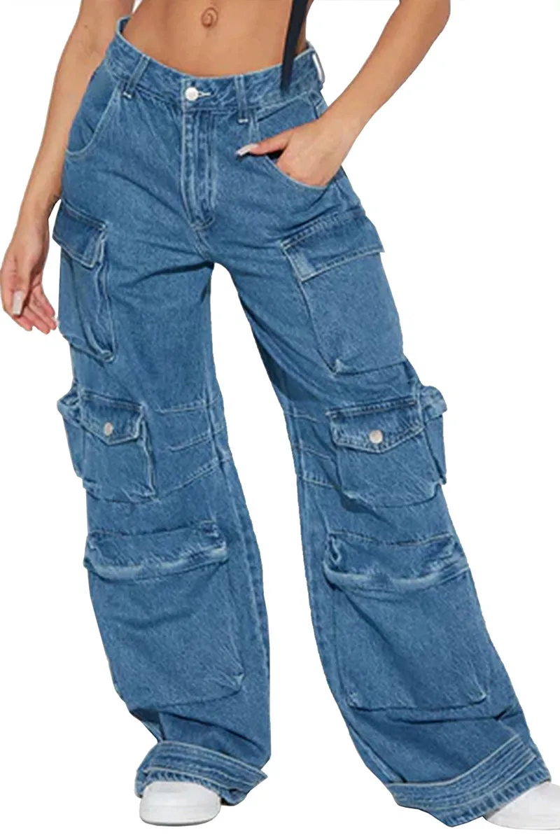 PT3096 Denim Cargo Jeans Pant