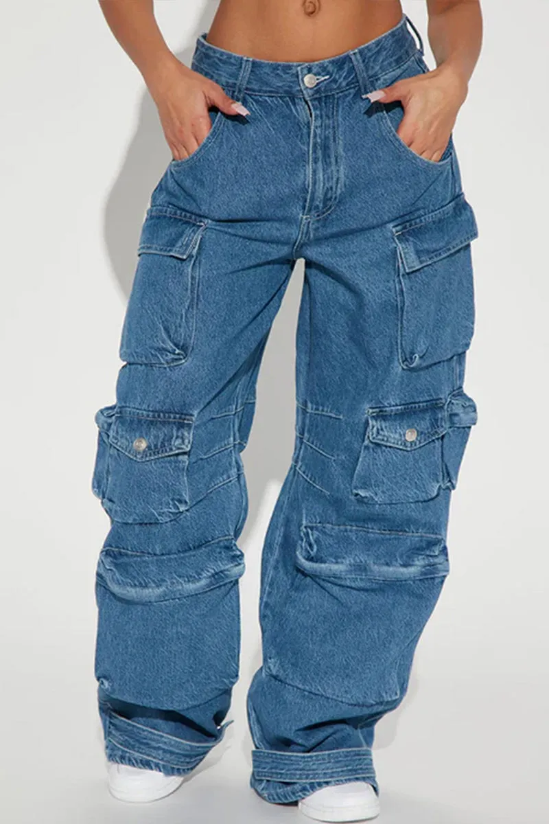 PT3096 Denim Cargo Jeans Pant