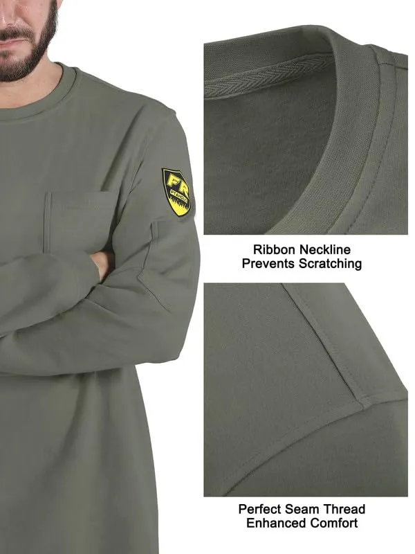 PTAHDUS FR Shirts for Men, 7.1oz Flame Resistant Clothing Long Sleeve FRC Shirts, NPFA2112 100% Cotton Fire Retardant Clothes(Grey,X-Large)