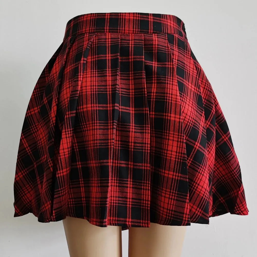 Punk Style Cut-out Mini Skater Skirt in High Waist Style