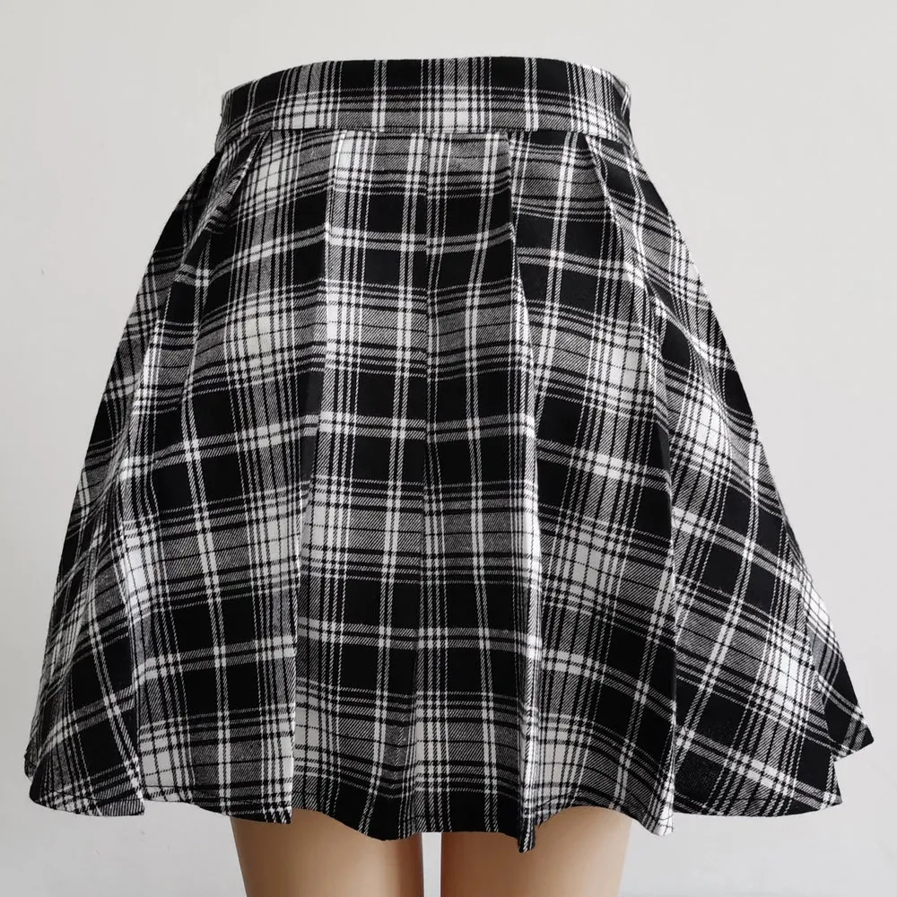 Punk Style Cut-out Mini Skater Skirt in High Waist Style