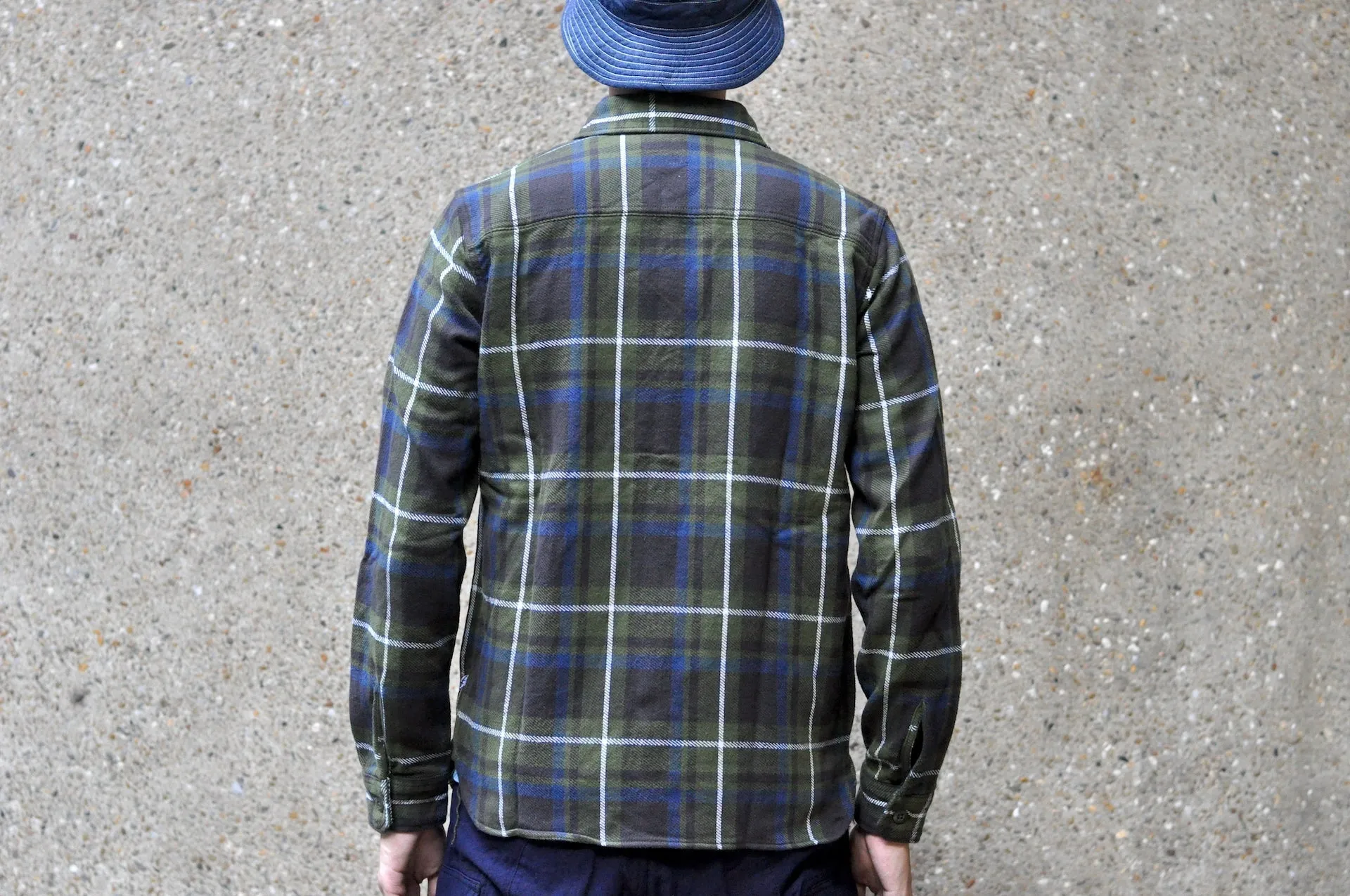 Pure Blue Japan 11oz Raised Flannel Early Workshirt (Olive)