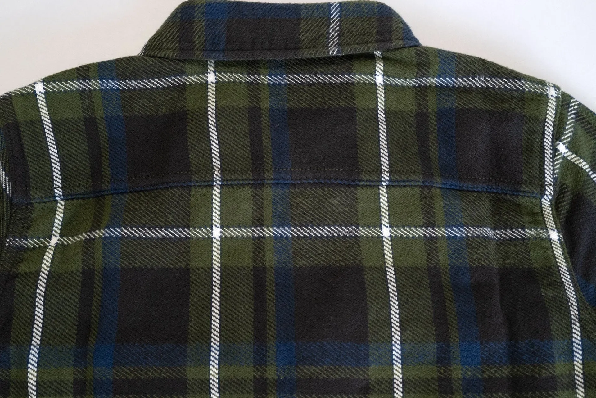 Pure Blue Japan 11oz Raised Flannel Early Workshirt (Olive)