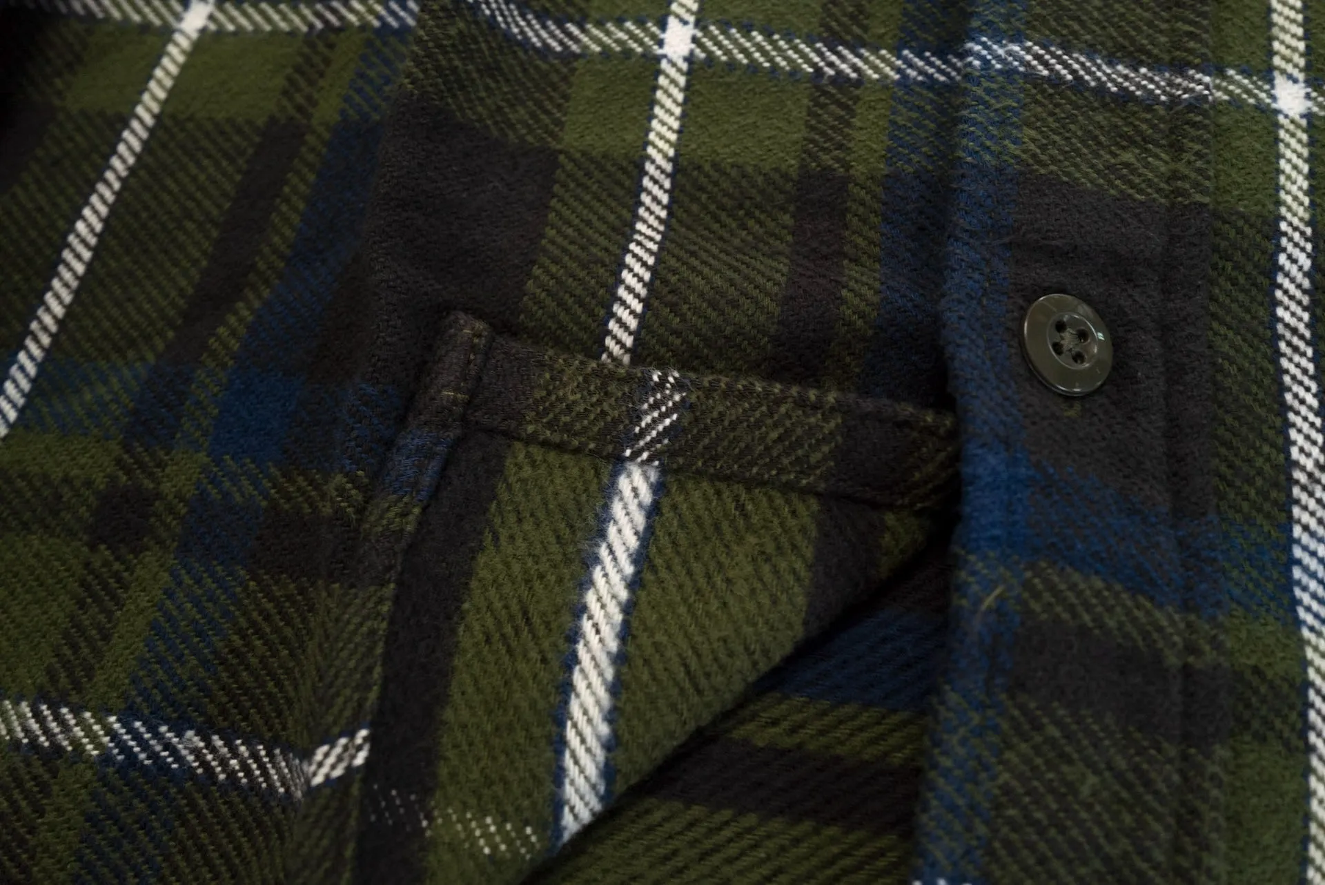 Pure Blue Japan 11oz Raised Flannel Early Workshirt (Olive)