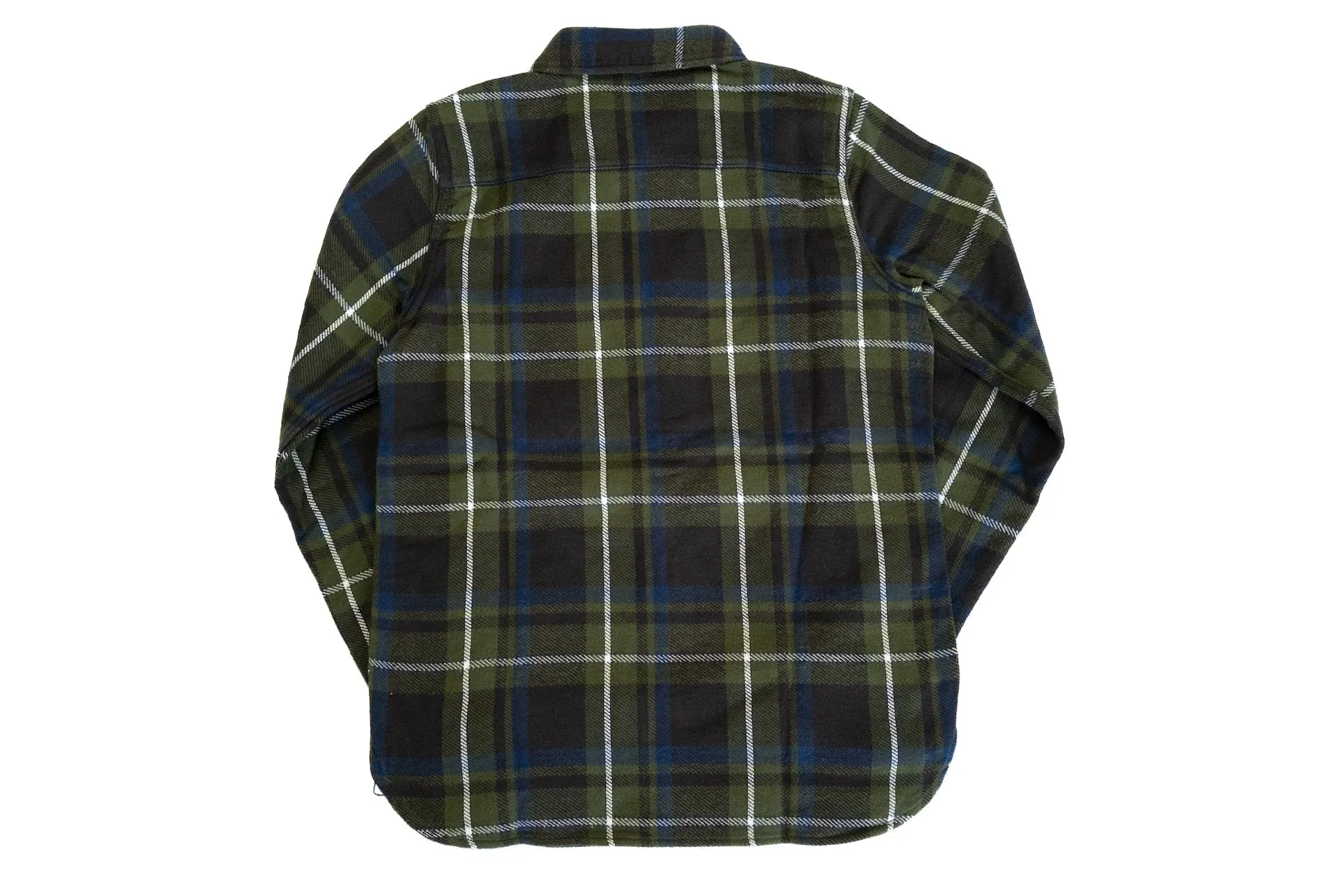 Pure Blue Japan 11oz Raised Flannel Early Workshirt (Olive)