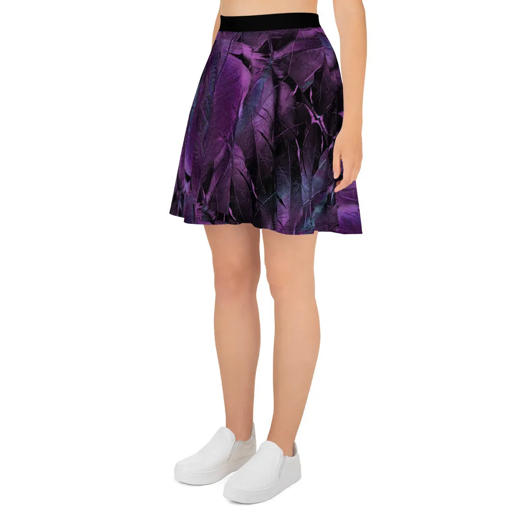 Purple Feather Skater Skirt