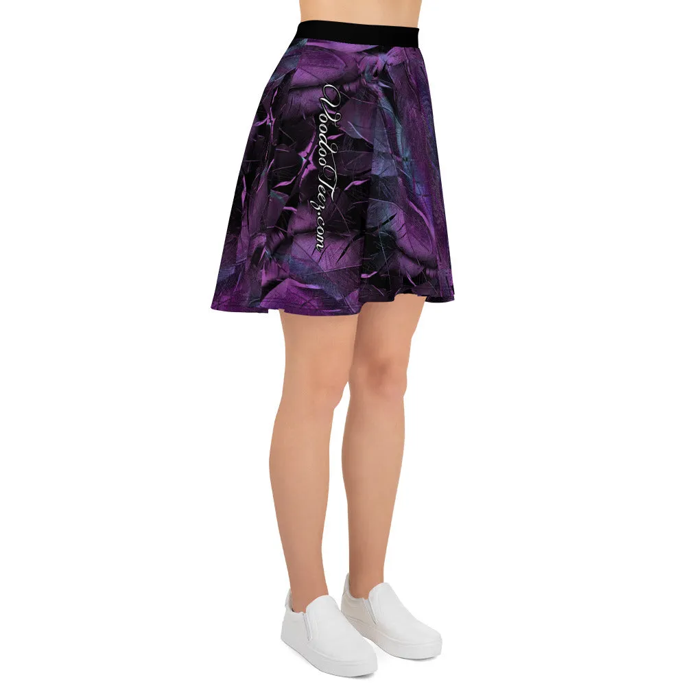 Purple Feather Skater Skirt