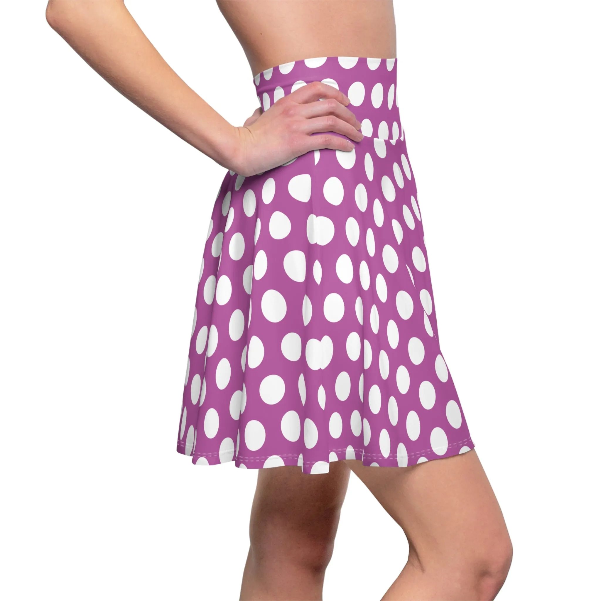 Purple White Polka Dot Womens Easter Skater Skirt - Saiko Studio