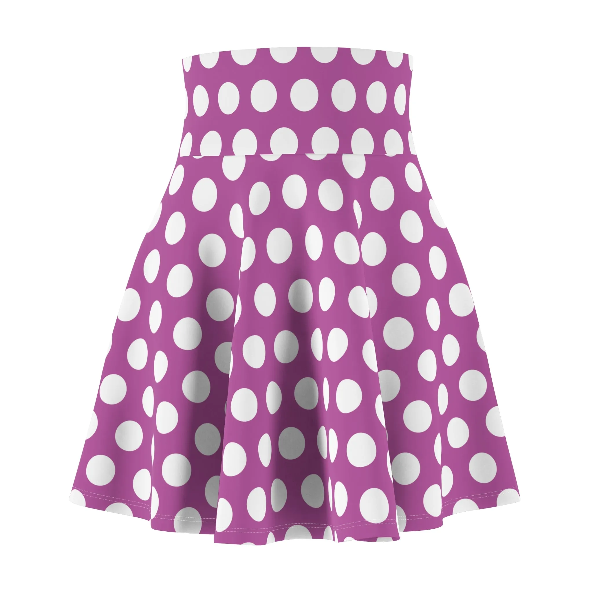 Purple White Polka Dot Womens Easter Skater Skirt - Saiko Studio