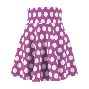 Purple White Polka Dot Womens Easter Skater Skirt - Saiko Studio
