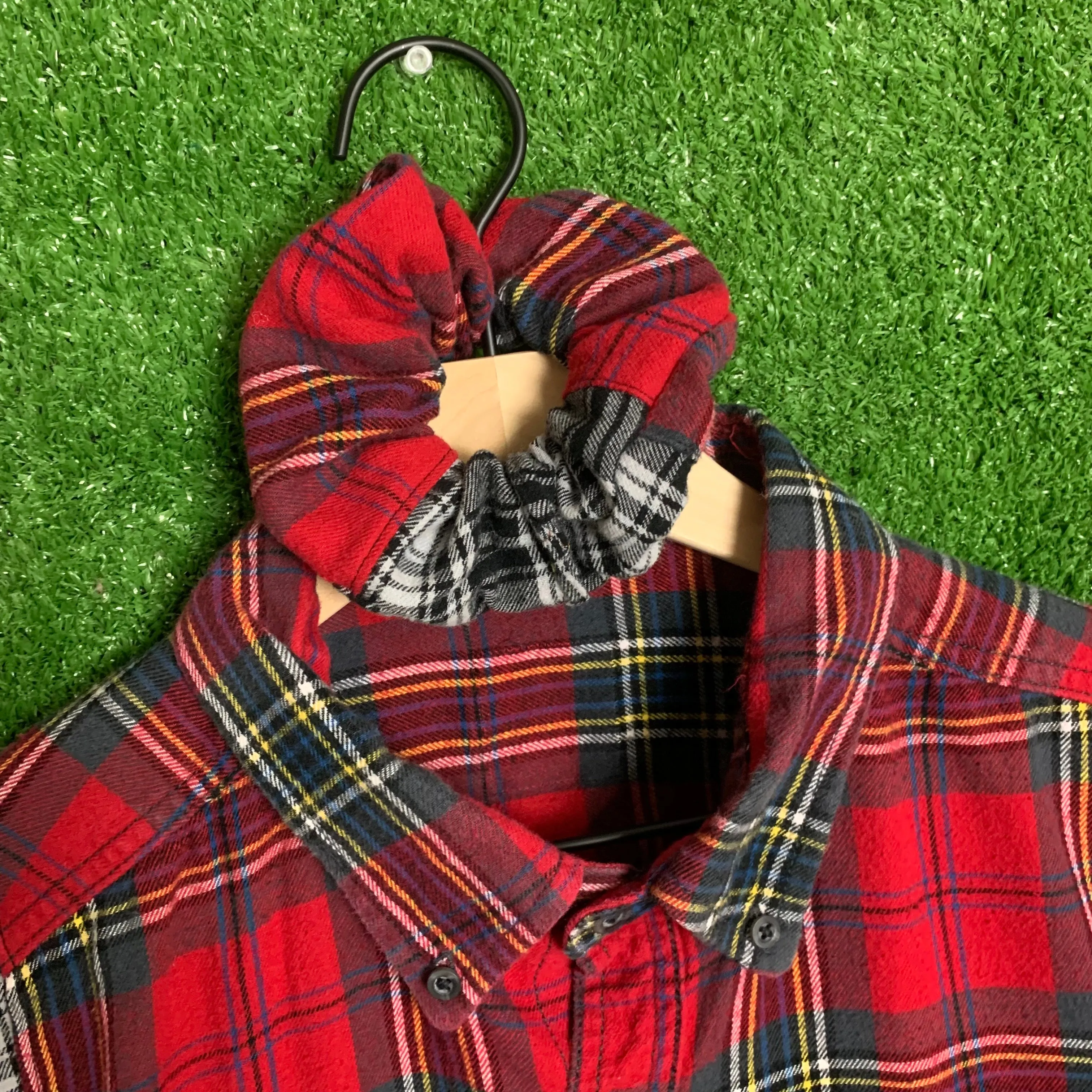 "1 of 1" Plaid Patchwork Crop Top Set (M)