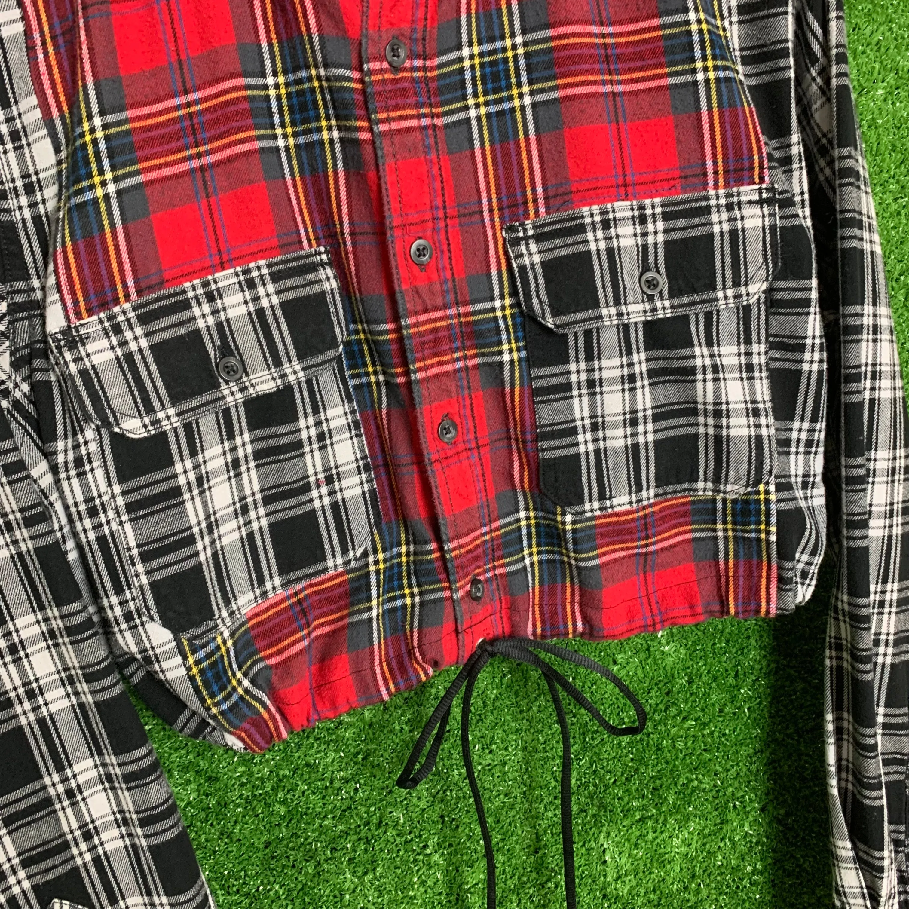 "1 of 1" Plaid Patchwork Crop Top Set (M)