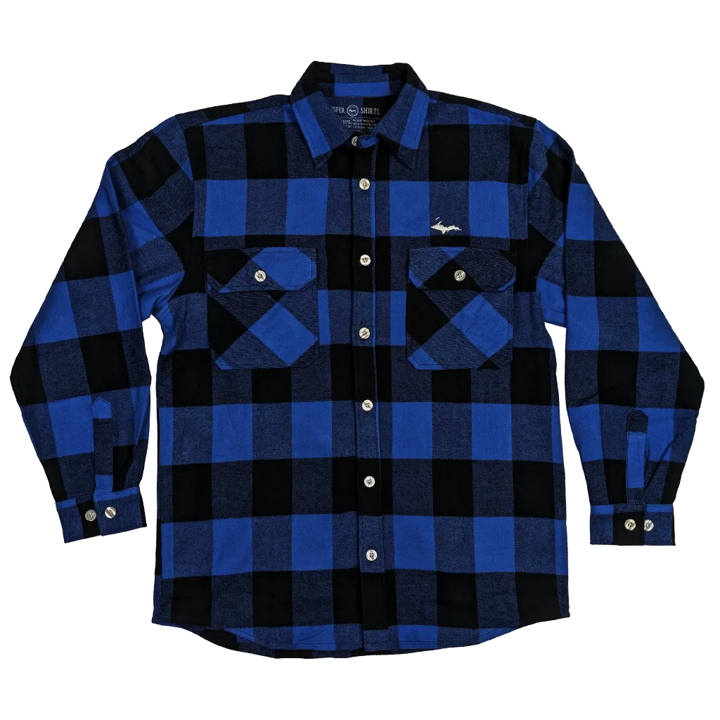 "U.P. SILHOUETTE" Blue Buffalo Plaid Extra Heavyweight Flannel Shirt