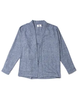 Qutn Throw On Cobalt Salt and Pepper Flannel