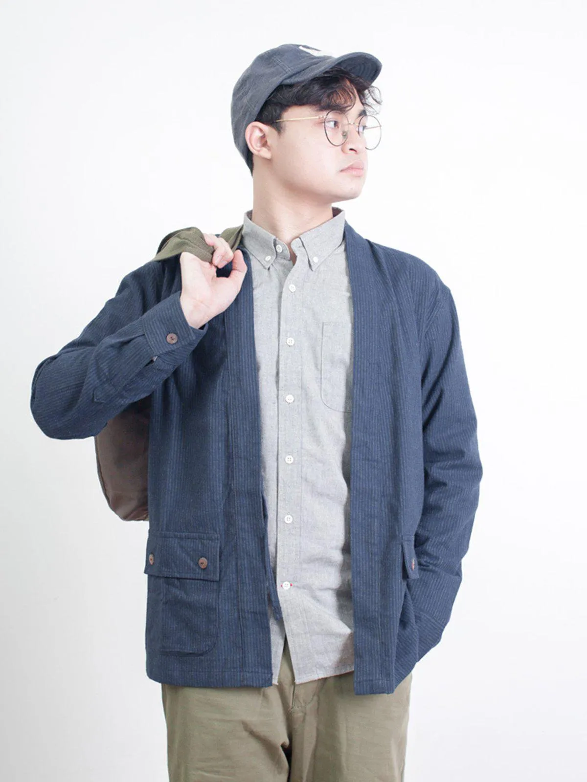 Qutn Throw On IV Navy Stripe Flannel