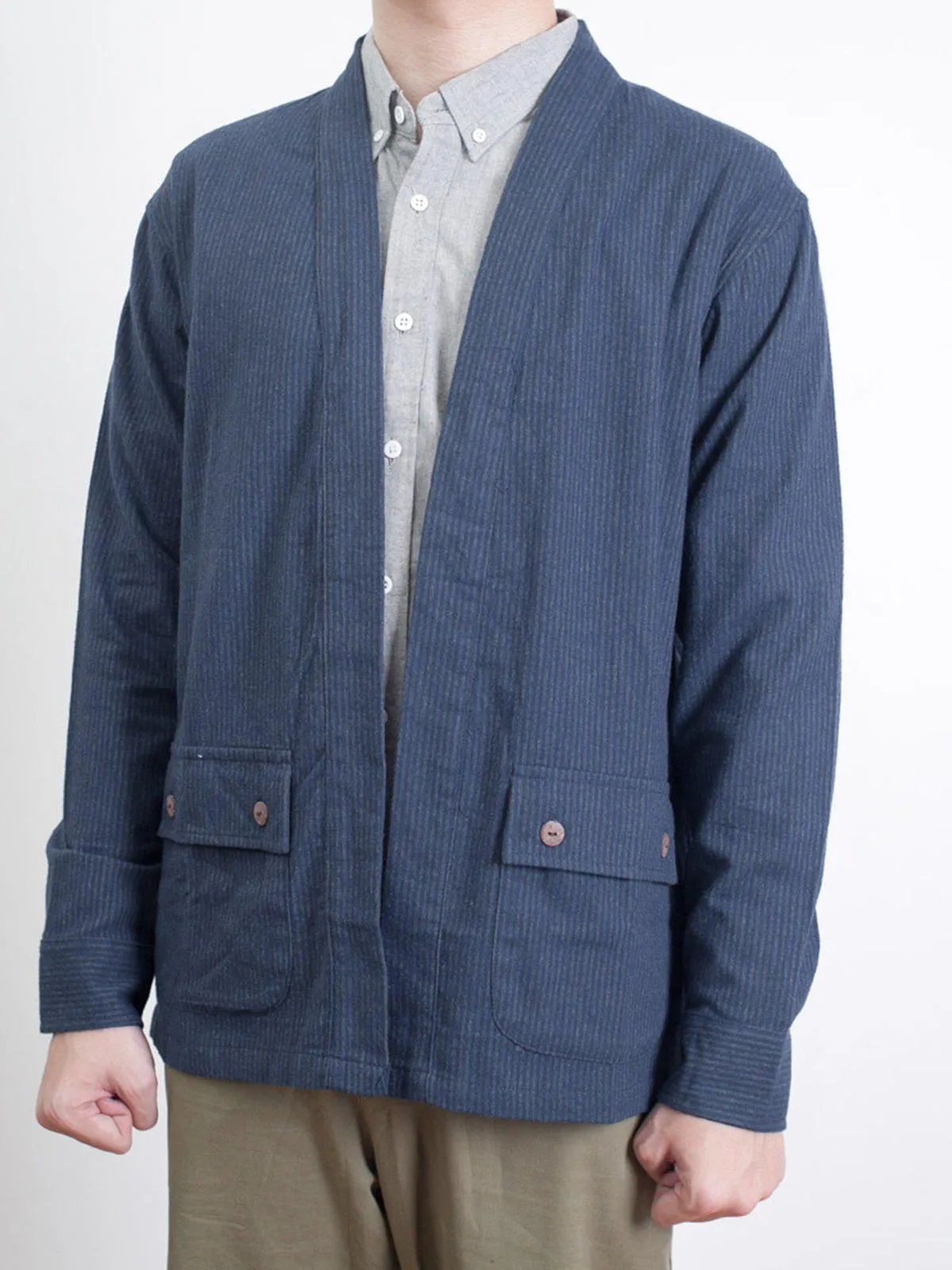 Qutn Throw On IV Navy Stripe Flannel