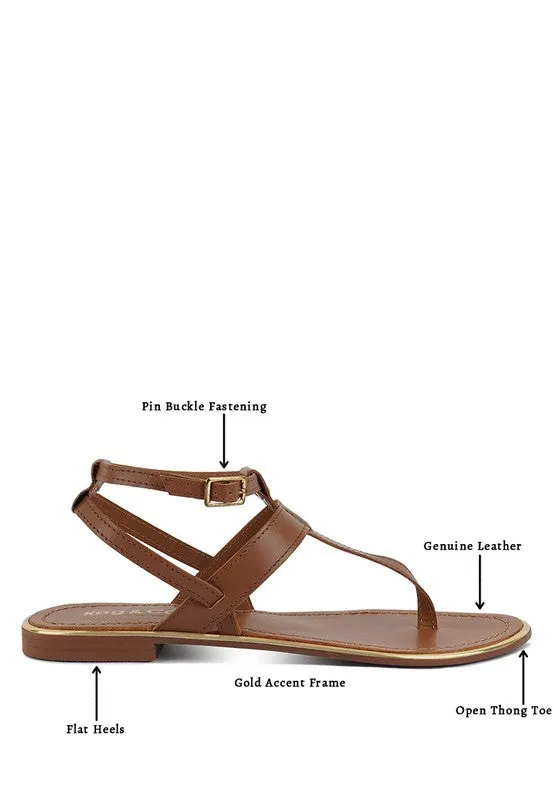 Rag & Co Irene Flat Leather Thong Sandals