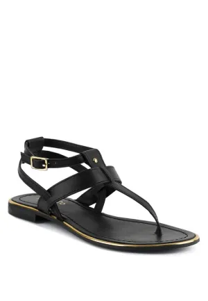 Rag & Co Irene Flat Leather Thong Sandals
