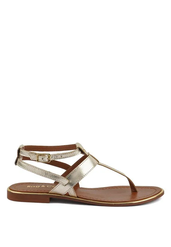 Rag & Co Irene Flat Leather Thong Sandals