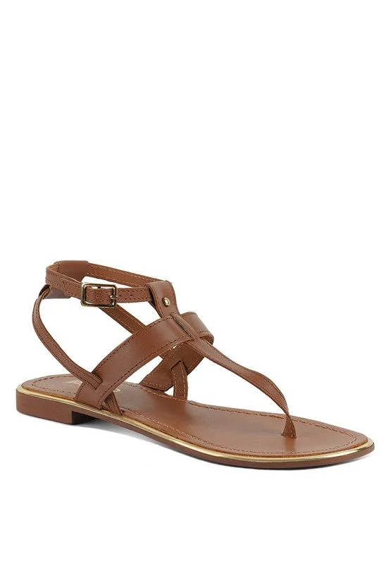 Rag & Co Irene Flat Leather Thong Sandals