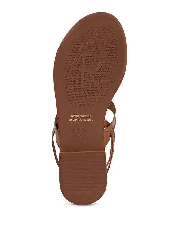 Rag & Co Irene Flat Leather Thong Sandals