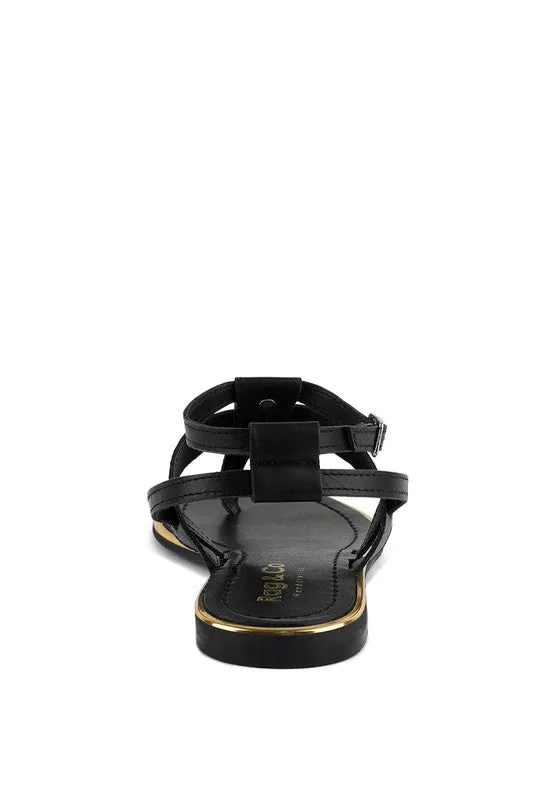 Rag & Co Irene Flat Leather Thong Sandals