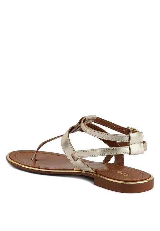 Rag & Co Irene Flat Leather Thong Sandals