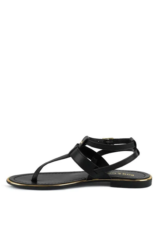 Rag & Co Irene Flat Leather Thong Sandals