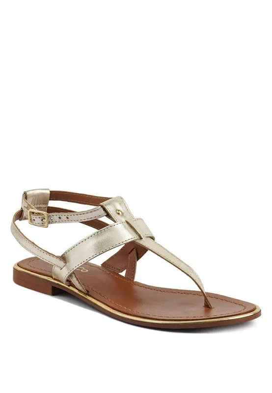 Rag & Co Irene Flat Leather Thong Sandals