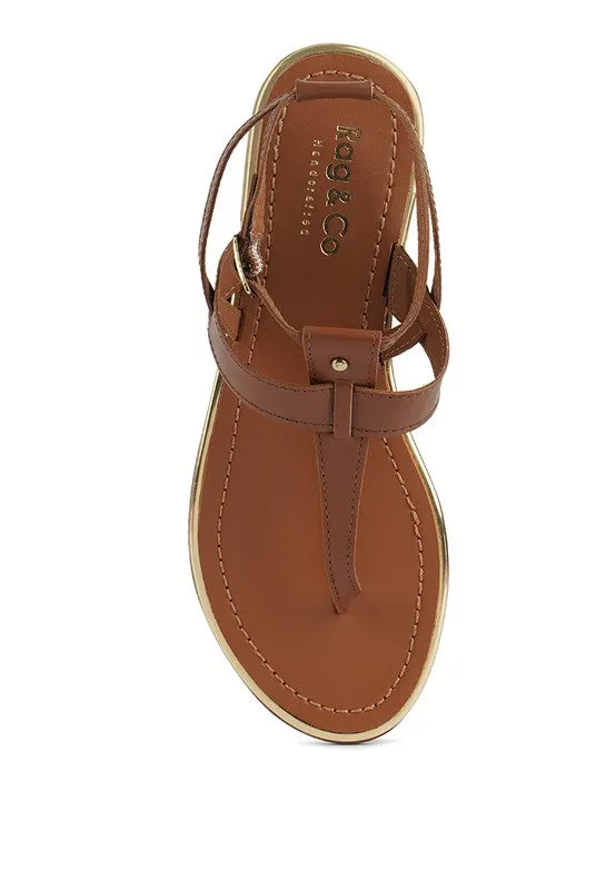 Rag & Co Irene Flat Leather Thong Sandals