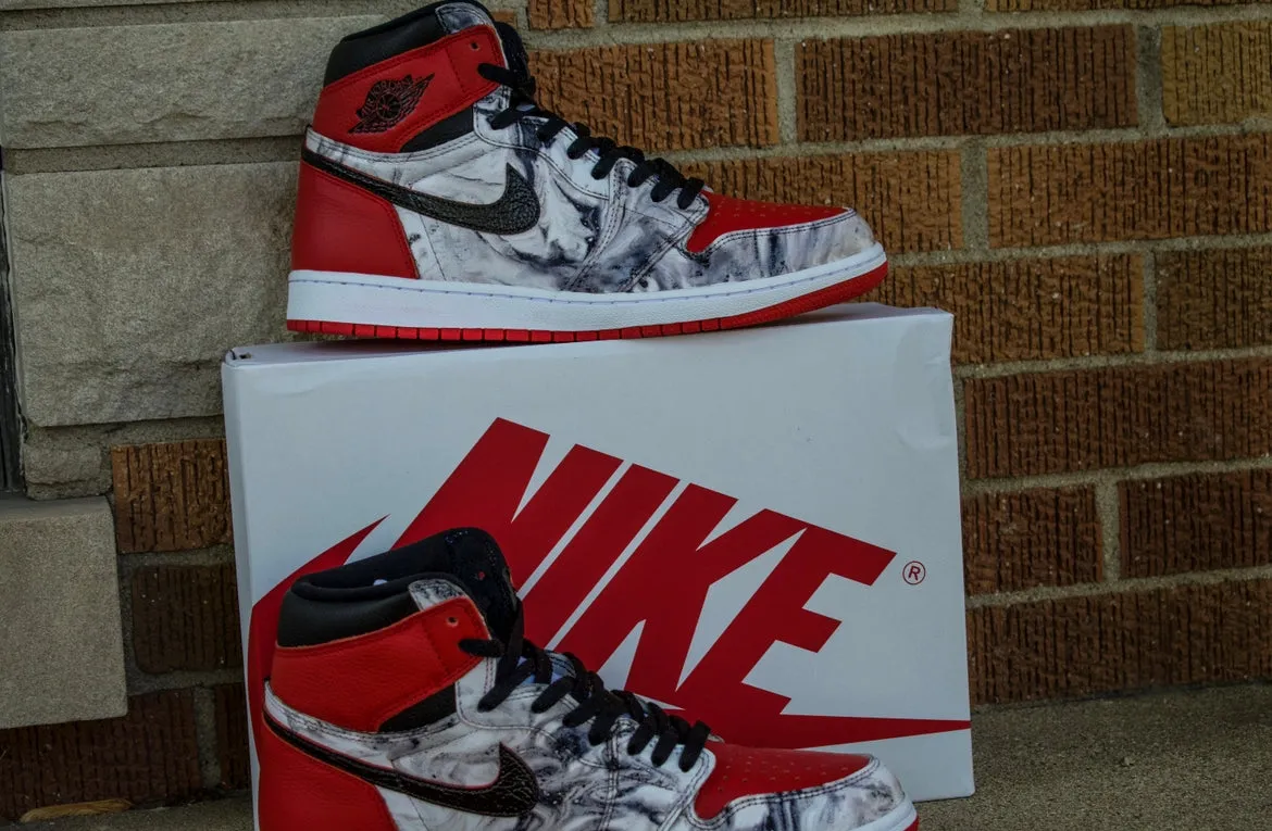 Red and White Marble Jordan 1 High
