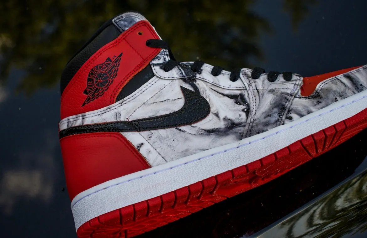 Red and White Marble Jordan 1 High