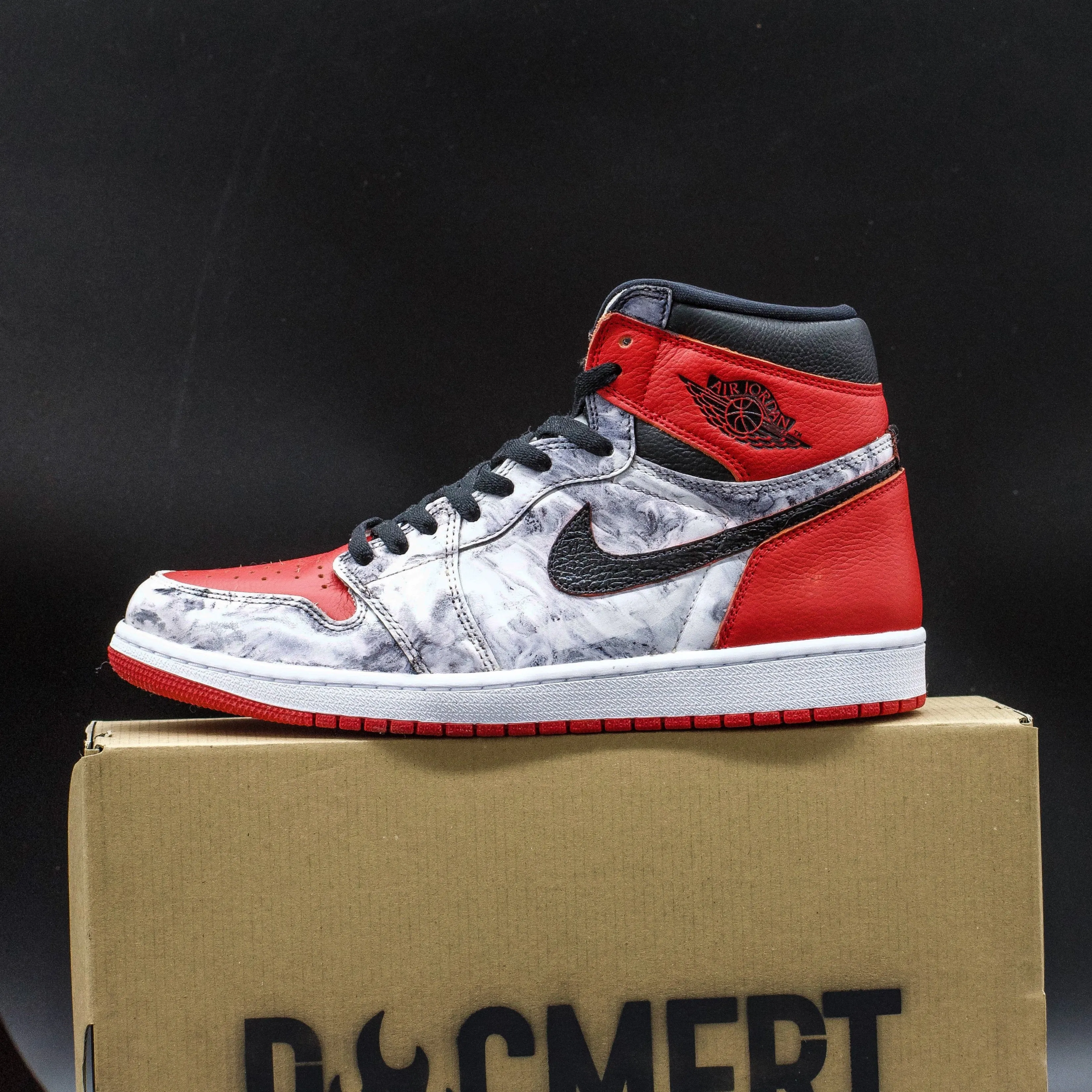 Red and White Marble Jordan 1 High