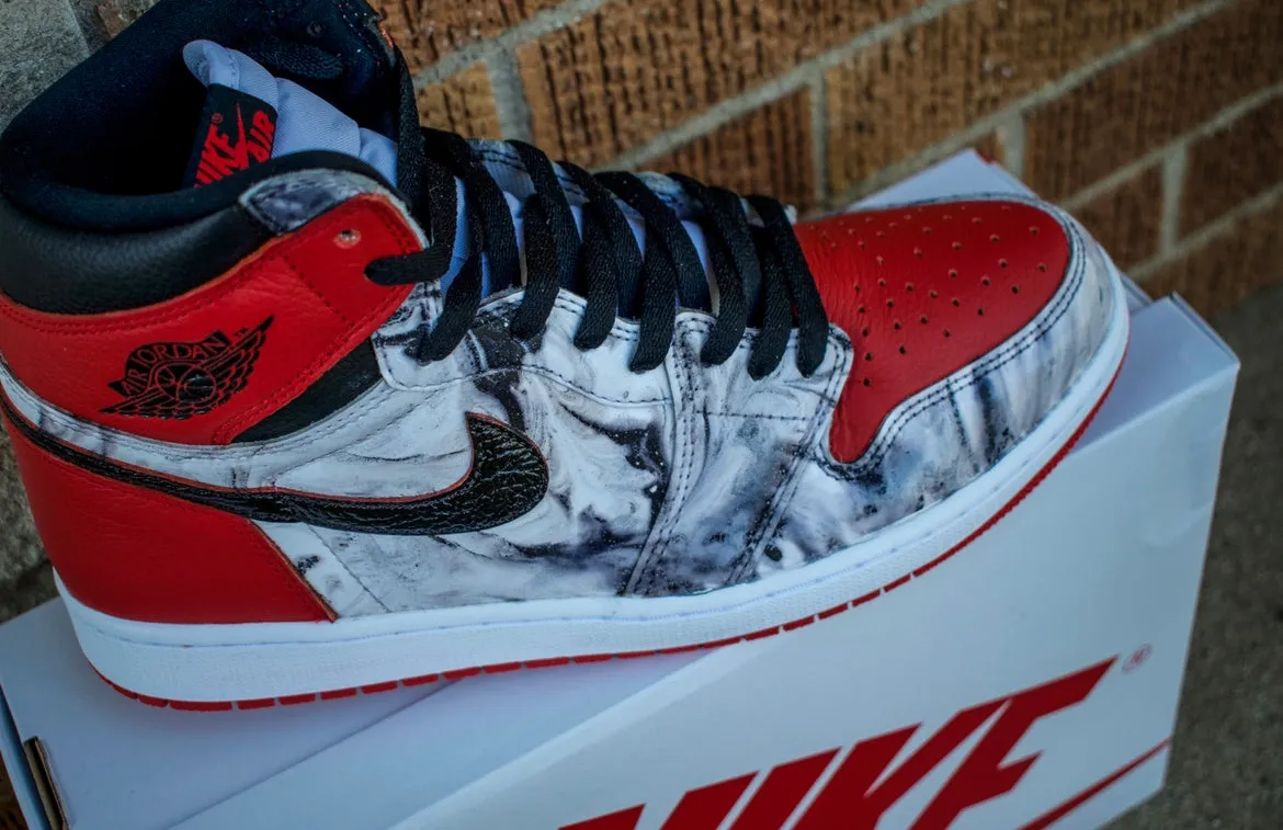 Red and White Marble Jordan 1 High