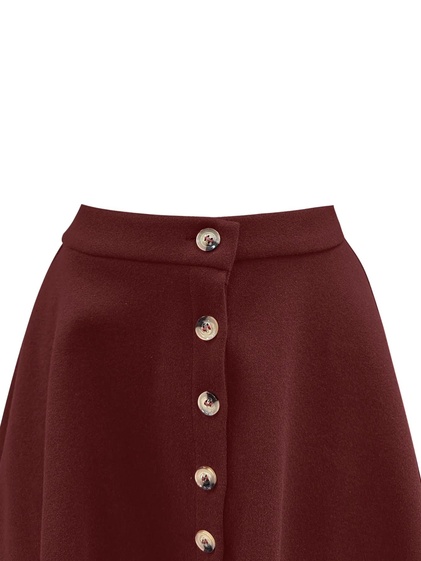 Red Buttoned Skater Skirt