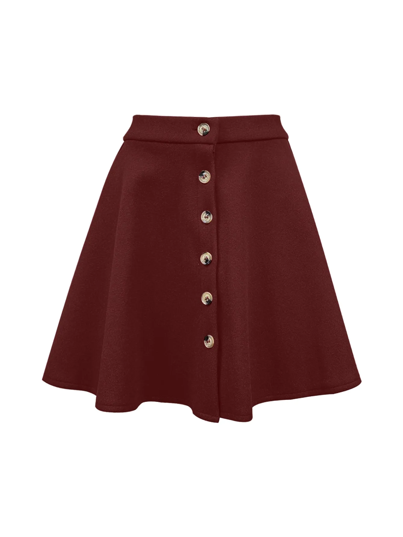 Red Buttoned Skater Skirt