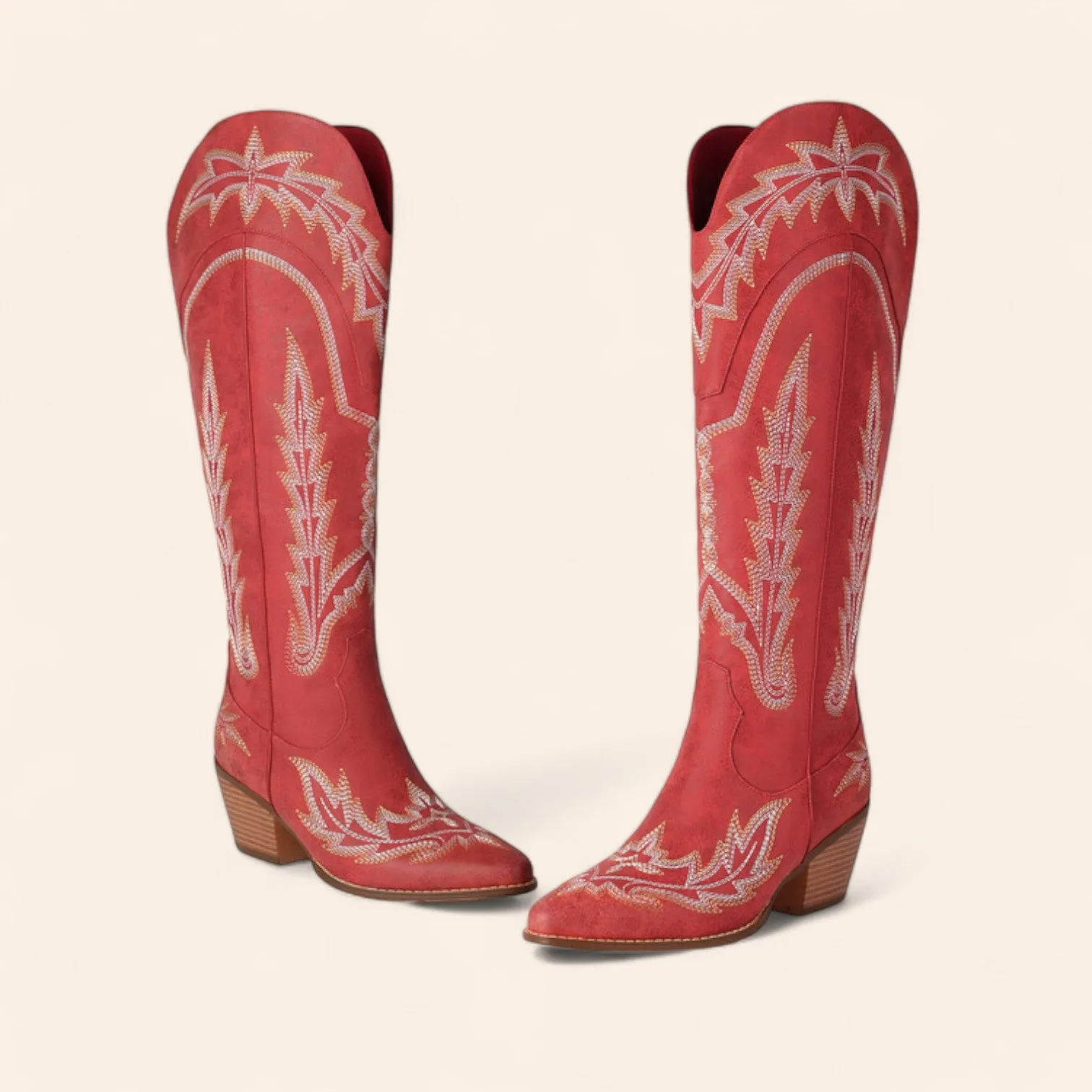 Red cowboy boots - Washed-out style - N°91