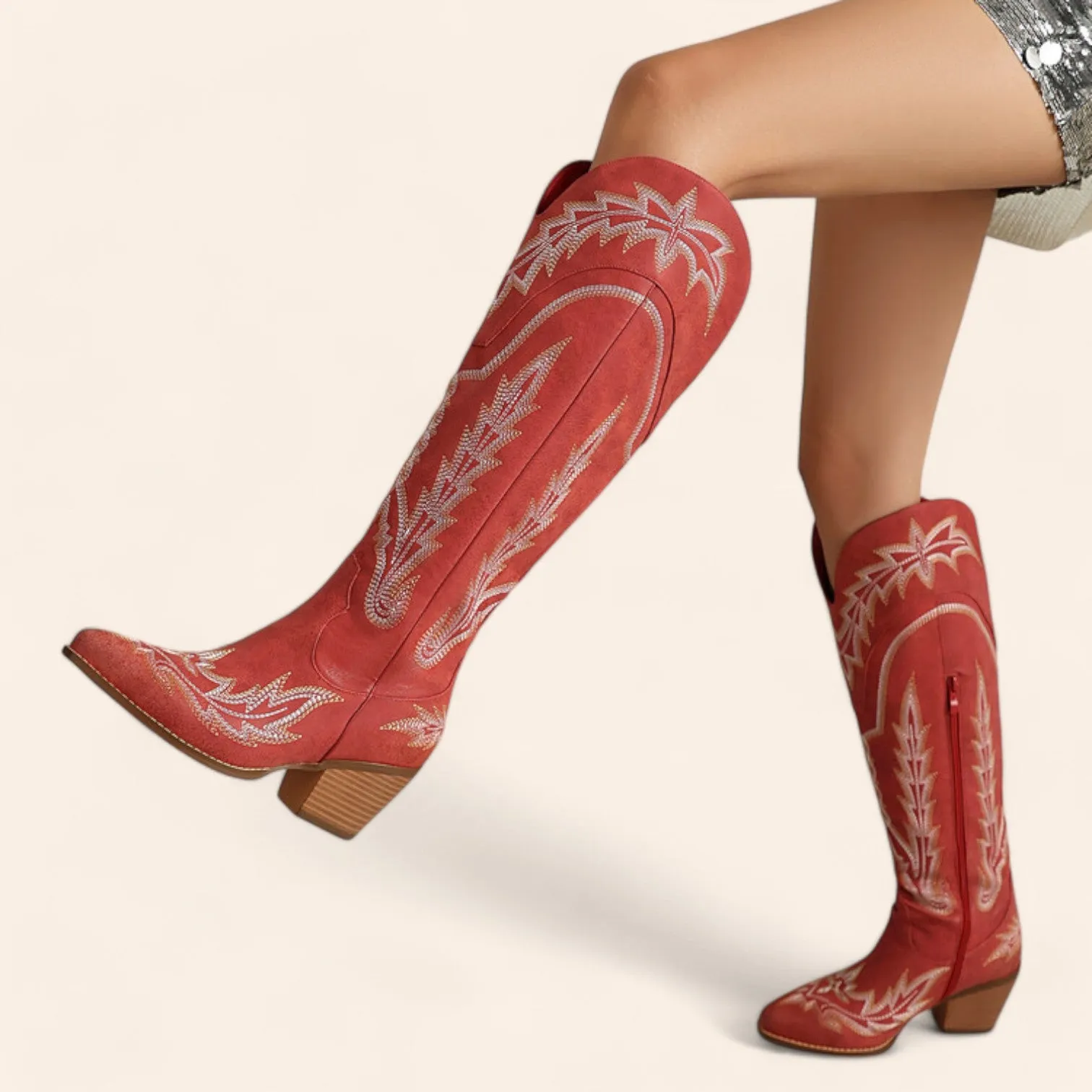 Red cowboy boots - Washed-out style - N°91