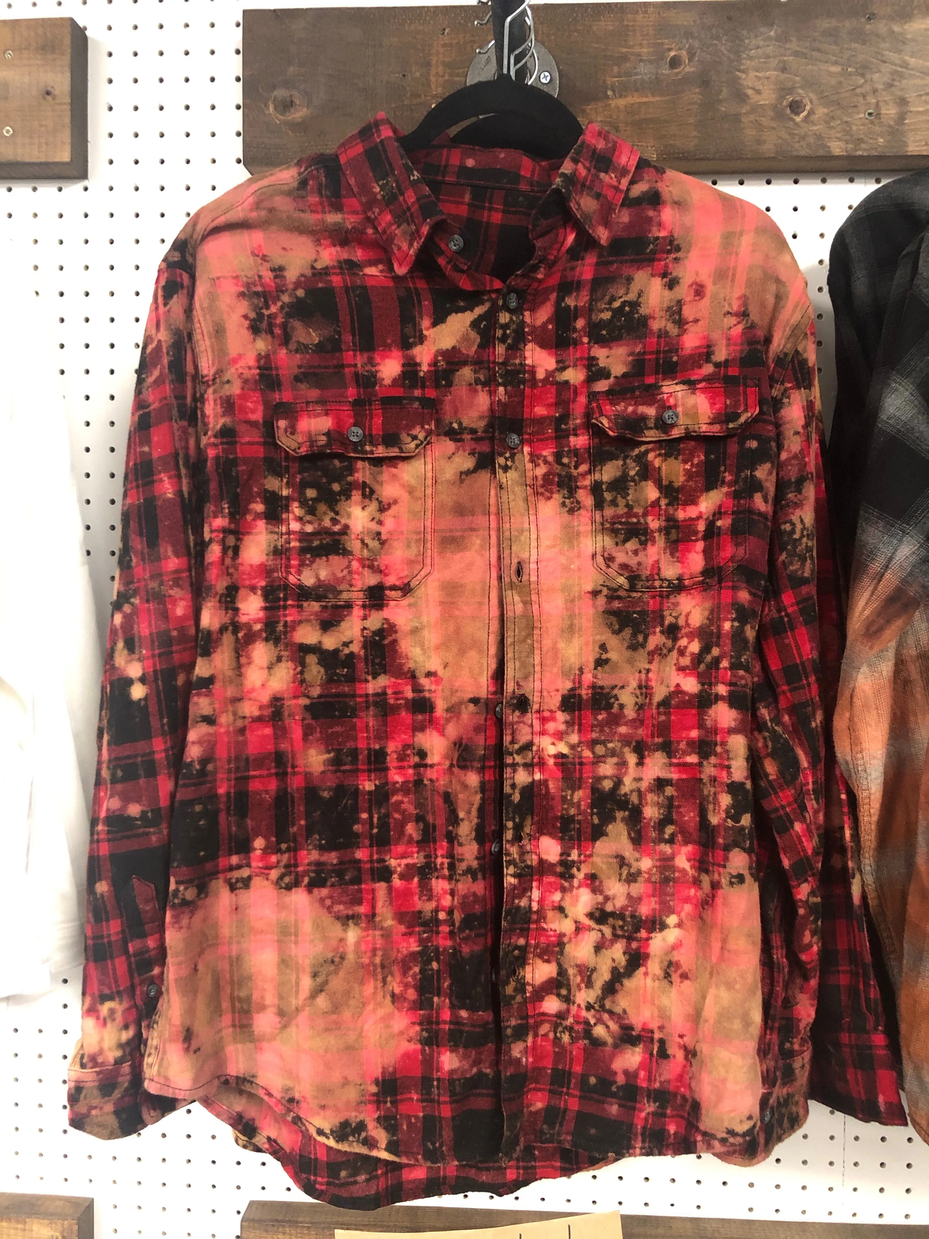 Red/Black Galaxy Bleached Flannel