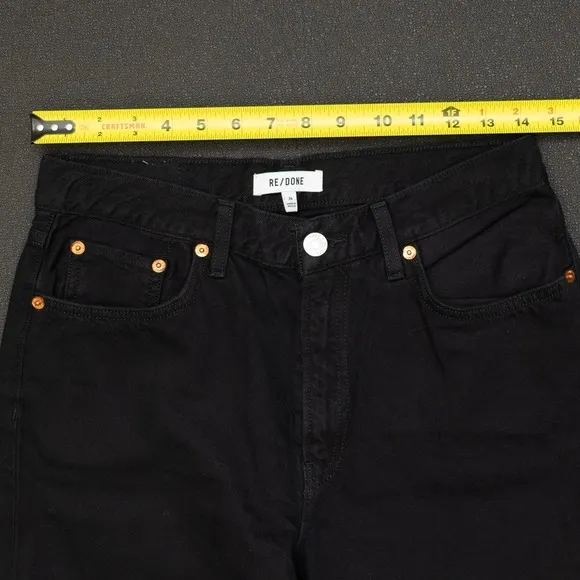 RE/DONE Womens Jeans Size 24 Black Wide Leg Slit Ankle Low Rider Loose NWOT