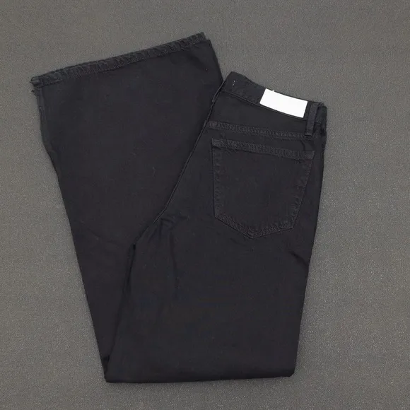 RE/DONE Womens Jeans Size 24 Black Wide Leg Slit Ankle Low Rider Loose NWOT