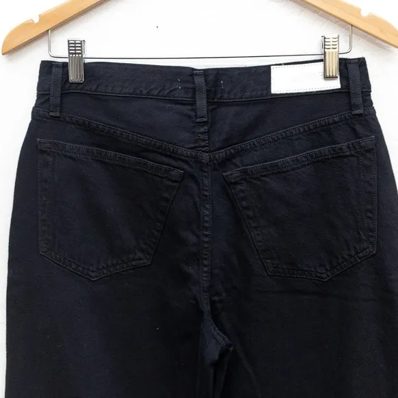 RE/DONE Womens Jeans Size 24 Black Wide Leg Slit Ankle Low Rider Loose NWOT