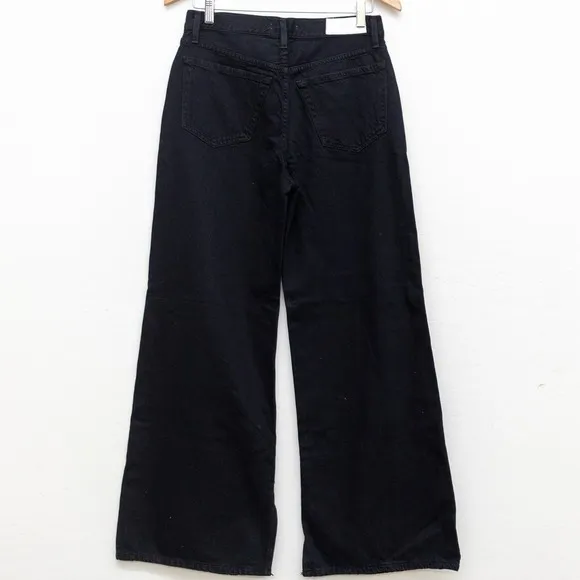 RE/DONE Womens Jeans Size 24 Black Wide Leg Slit Ankle Low Rider Loose NWOT