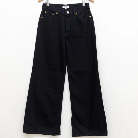 RE/DONE Womens Jeans Size 24 Black Wide Leg Slit Ankle Low Rider Loose NWOT