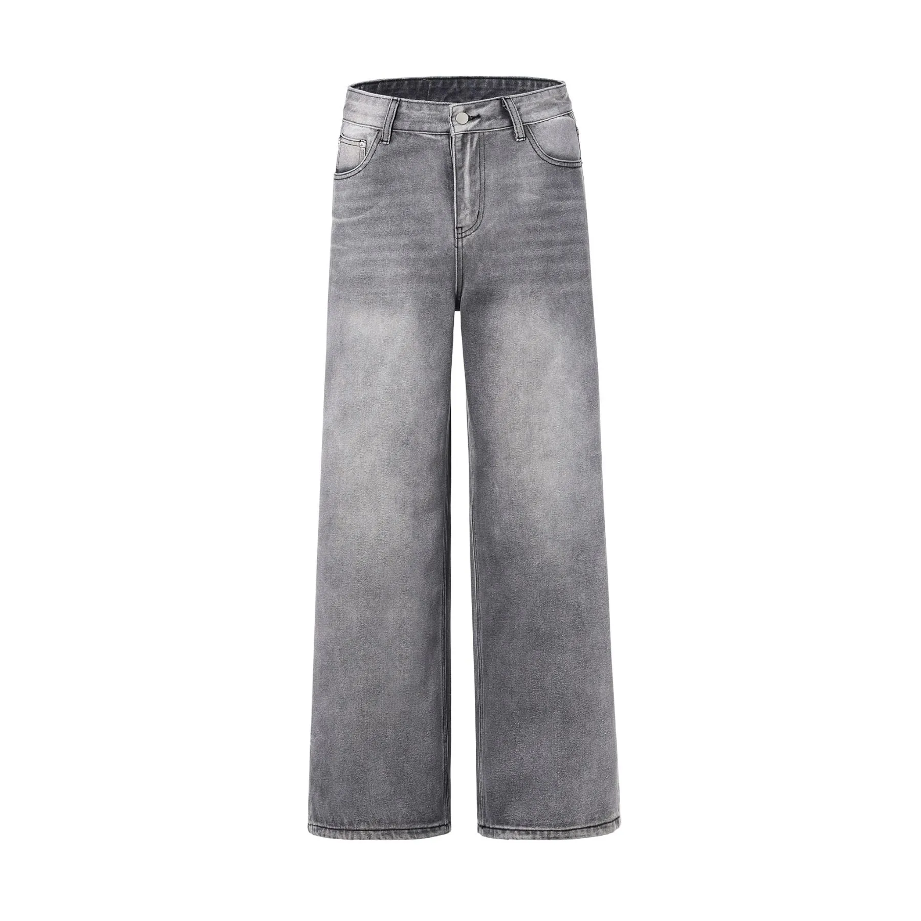 Relaxed Fit Wash Denim Gray Jeans