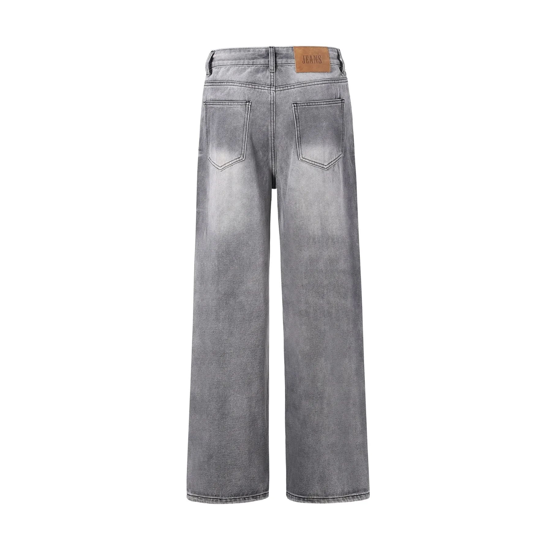 Relaxed Fit Wash Denim Gray Jeans