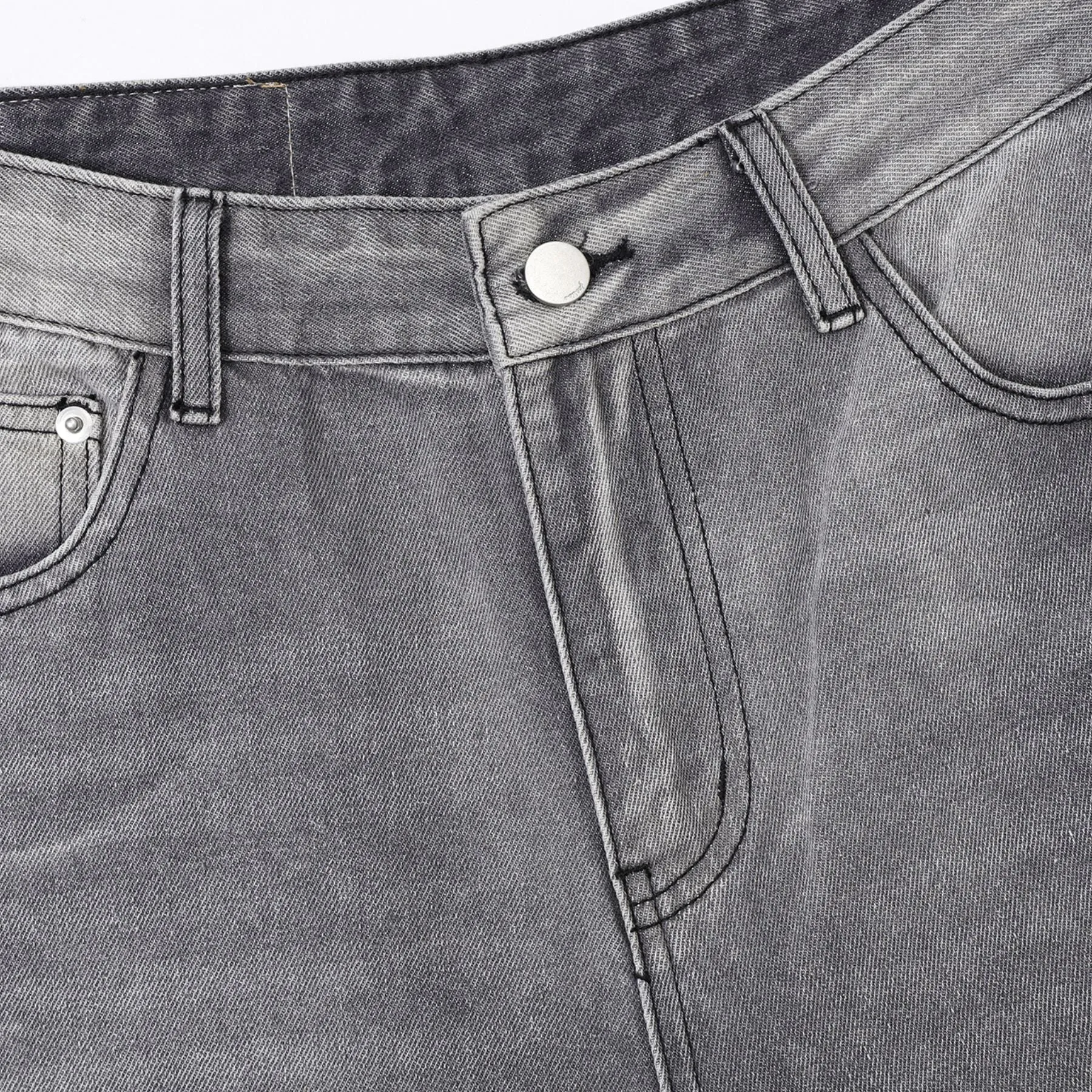 Relaxed Fit Wash Denim Gray Jeans